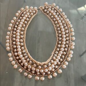 Vintage Elegant Pearl and rhinestone Statement Necklace collar